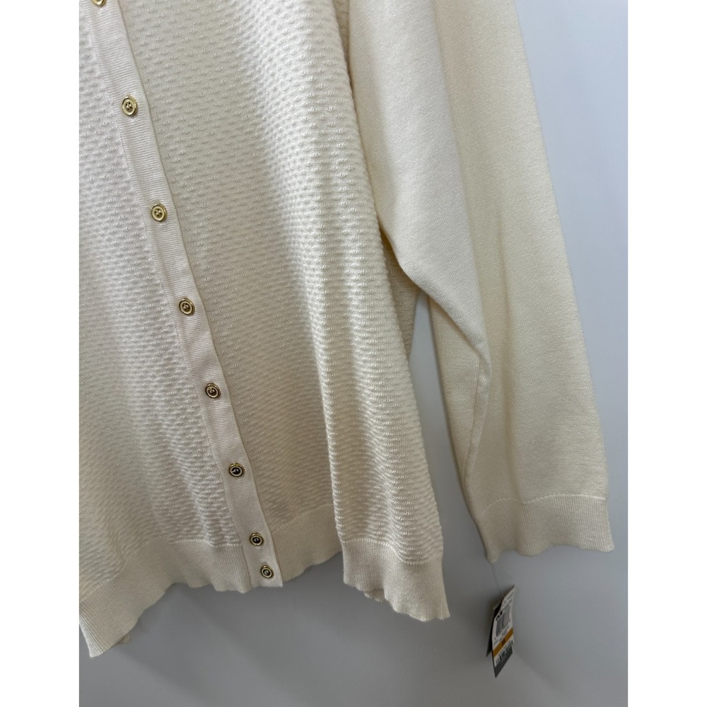 NEW Charter Club Textured Gold Button-Front Cardigan Sweater Cream Plus Size 3X - Picture 5 of 11
